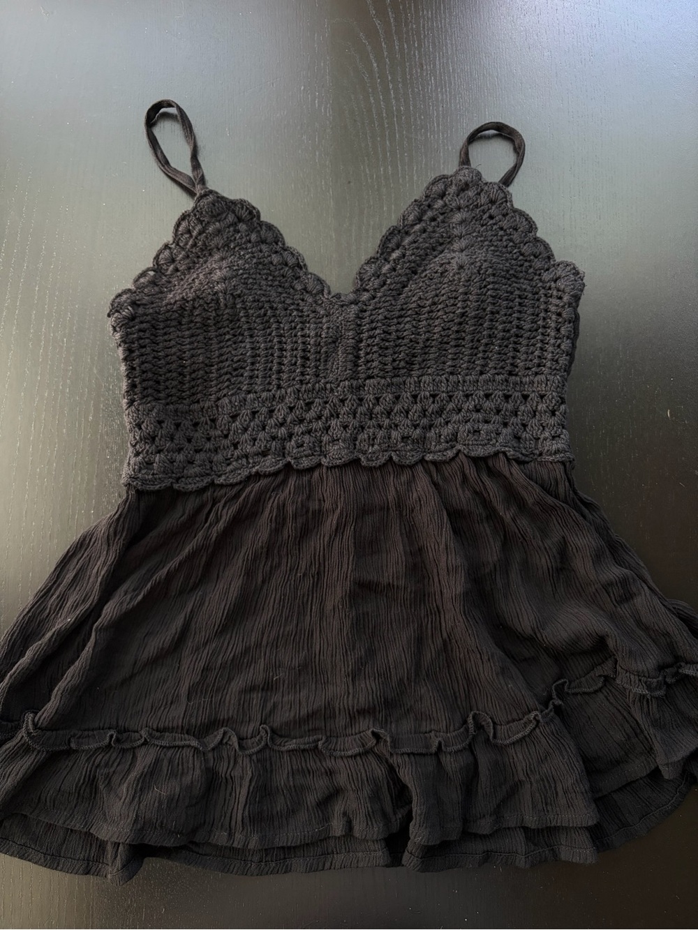 Blush Black Crochet Bustier Camisole Top